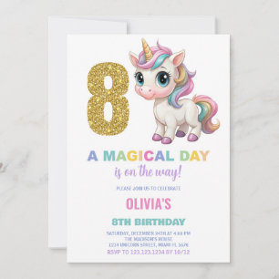 8e anniversaire Unicorn Anniversaire Invitations