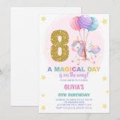 8e anniversaire Unicorn Anniversaire Invitations (Devant / Derrière)