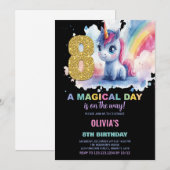 8e anniversaire Unicorn Anniversaire Invitations (Devant / Derrière)