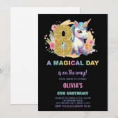 8e anniversaire Unicorn Anniversaire Invitations (Devant / Derrière)