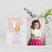 8e anniversaire Unicorn Anniversaire Invitations a (Debout devant)