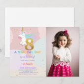 8e anniversaire Unicorn Anniversaire Invitations a (Devant / Derrière)