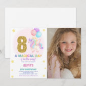 8e anniversaire Unicorn Anniversaire Invitations p (Devant / Derrière)