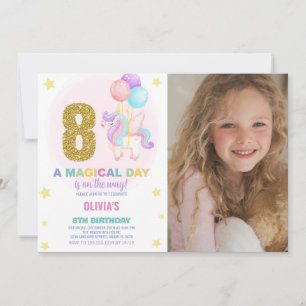 8e anniversaire Unicorn Anniversaire Invitations p
