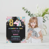 8e anniversaire Unicorn Anniversaire Invitations p (Debout devant)