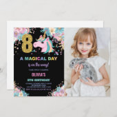 8e anniversaire Unicorn Anniversaire Invitations p (Devant / Derrière)