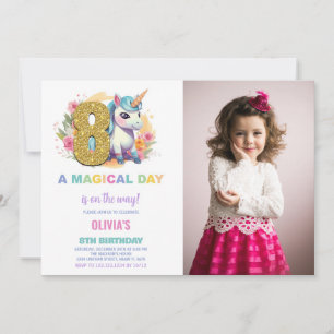 8e anniversaire Unicorn Anniversaire Invitations p