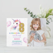 8e anniversaire Unicorn Anniversaire Invitations p (Debout devant)