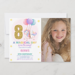 8e anniversaire Unicorn Anniversaire Invitations p