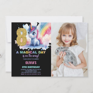 8e anniversaire Unicorn Anniversaire Invitations p