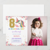 8e anniversaire Unicorn Anniversaire Invitations p (Devant / Derrière)