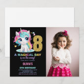 8e anniversaire Unicorn Anniversaire Invitations p (Devant / Derrière)