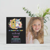 8e anniversaire Unicorn Anniversaire Invitations p (Debout devant)
