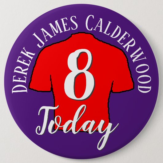 8e Birthday Football Badge to Personalize Button (Voorkant)