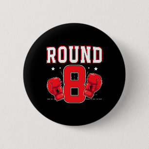 8e boksen verjaardagsfeestje acht jaar oude bokser ronde button 5,7 cm