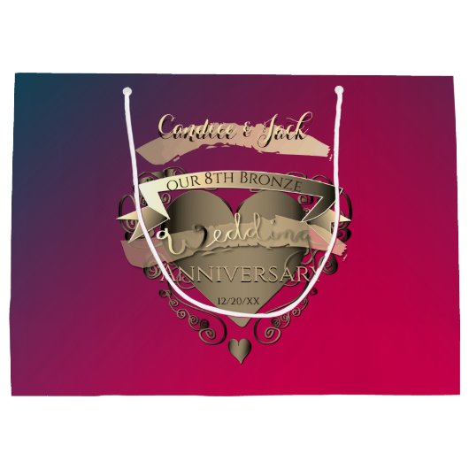 8e brons en toermalijn bruiloft Jubileum hart Groot Cadeauzakje (Achterkant)