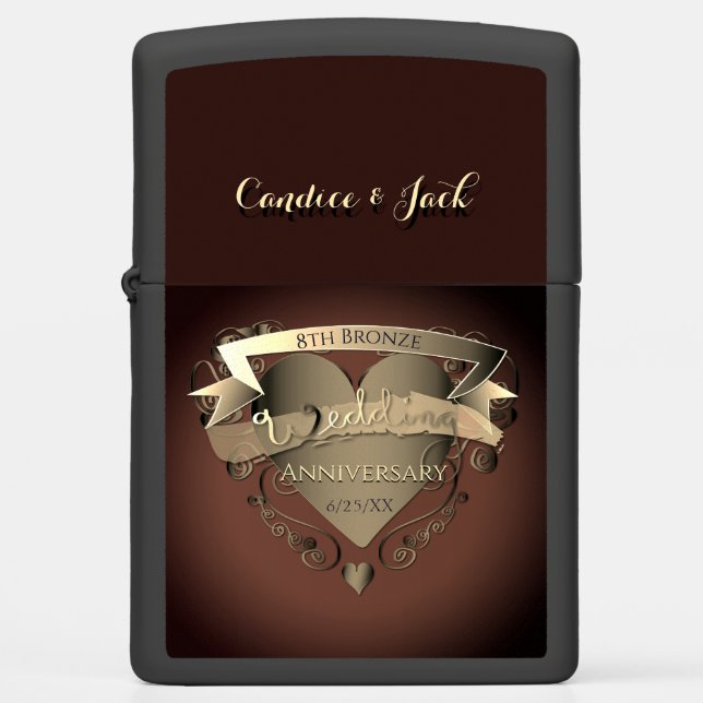 8e Bronze Wedding Jubileum 3D Heart Emblem (Voorkant)