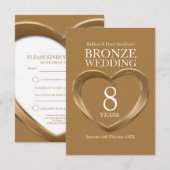 8e bronzen bruiloft hartslagkaart RSVP kaartje (Voorkant / Achterkant)
