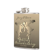 8e bruiloft Jubileum brons rendier Heupfles (Links)