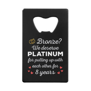 8e bruiloft Jubileum I - Bronze Funny Couple Kredietkaart Flessenopener