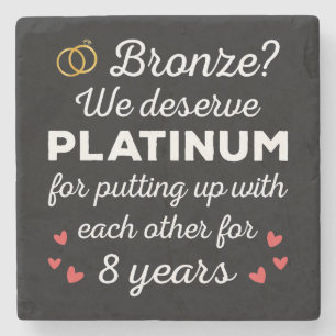 8e bruiloft Jubileum I - Bronze Funny Couple Stenen Onderzetter