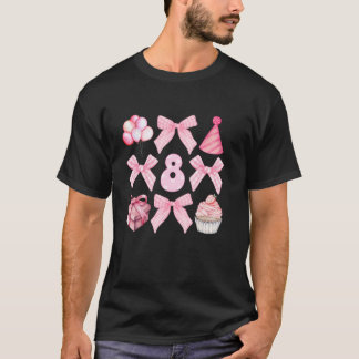 8e Coquette Verjaardagsfeest Acht Jaar Oud Meisje T-shirt