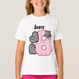 8e geboortedag Zebra, hart acht jaar oud, 10GN T-shirt