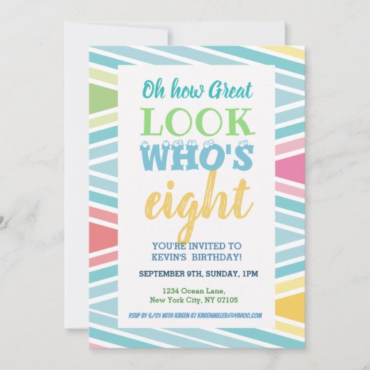 8e Gezegde van de uitnodiging op de verjaardag (Voorkant)