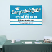 8e graad Afstuderen Licht Blauw en Wit Spandoek (Beurs)