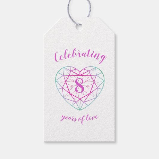 8e huwelijksverjaardag hart cadeau labels cadeaulabel (Voorkant)