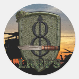 8e infanteriedivisie LRRP Vietnam oorlogsplek Ronde Sticker