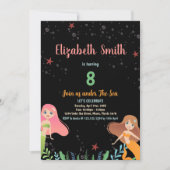8e Invitations d'anniversaire de sirène noire (Devant)