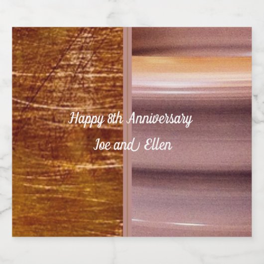 8e Jubileum, Bronze en aardewerk Sparkling Wijnetiket (Enkel label)