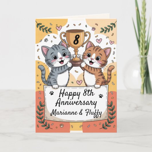 8e Jubileum Trouwkatten Kaart (Voorkant)