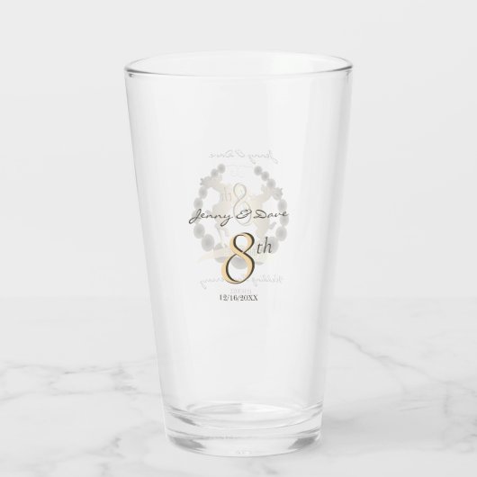 8e Jubileum van het huwelijk Bronze Reindeer Emble Glas (Achterkant)