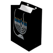 8e nacht van Hanukkah Glitter Medium Cadeauzakje (Voorkant Gekanteld)