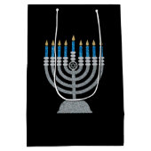8e nacht van Hanukkah Glitter Medium Cadeauzakje (Achterkant)