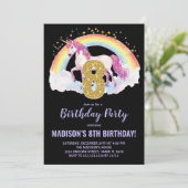 8e Rainbow Unicorn Invitations d'anniversaire (Debout devant)