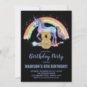 8e Rainbow Unicorn Invitations d'anniversaire (Devant)