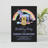 8e Rainbow Unicorn Invitations d'anniversaire (Debout devant)