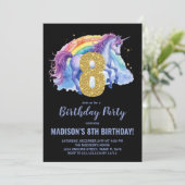 8e Rainbow Unicorn Invitations d'anniversaire (Debout devant)