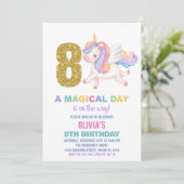 8e Rainbow Unicorn Invitations d'anniversaire (Debout devant)