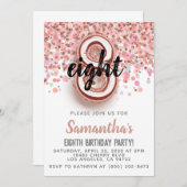 8e Roos Gold Birthday Kaart (Voorkant / Achterkant)