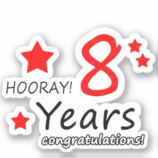 8e trouwdag - 8 jaar Sticker (Voorkant)