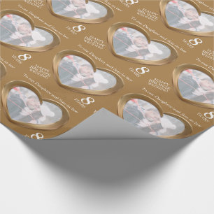 8e trouwdag bronzen hart foto wrap cadeaupapier