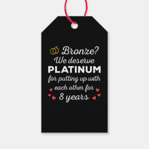 8e trouwdagjubileum I - Bronzen Grappig Koppel Cadeaulabel