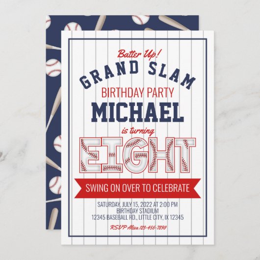 8e Uitnodiging voor honkbal op zaterdag (Voorkant / Achterkant)