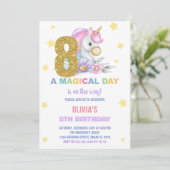 8e Unicorne florale Invitations d'anniversaire (Debout devant)