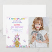 8e Unicorne florale Invitations d'anniversaire ave (Devant / Derrière)