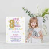 8e Unicorne florale Invitations d'anniversaire ave (Debout devant)